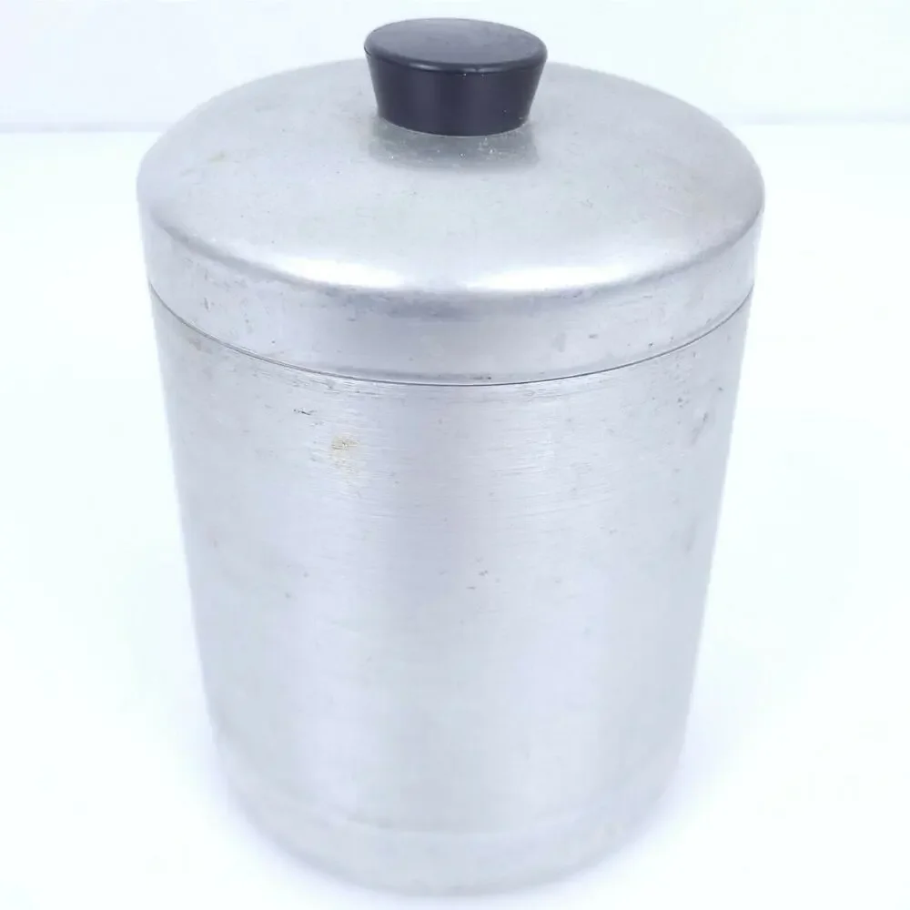Vintage 1950’s Spun Aluminum Tea Kitchen Container Canister Mid-Century